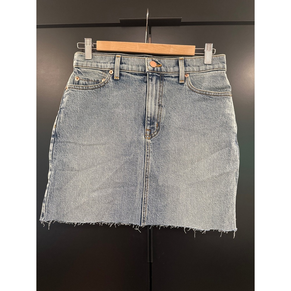 Modern American Mimi Skirt Bryce Blue Denim Mini Raw Hem Summer 24 Sample 26‎